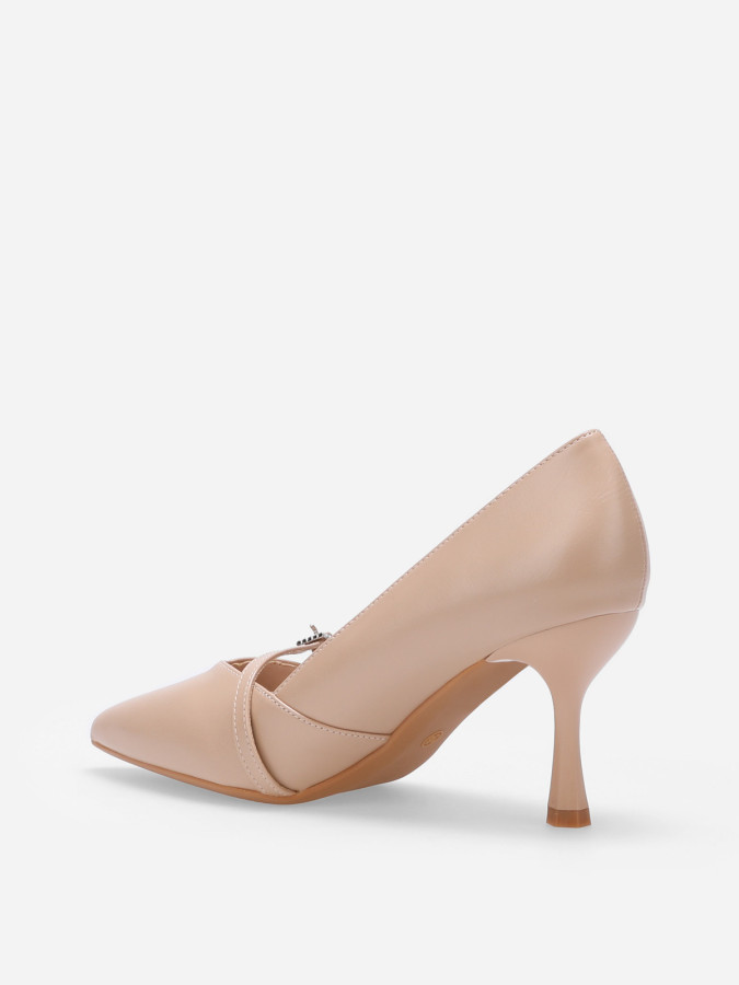 Escarpins avec bride et boucle à strass