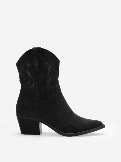 Santiags en suédine à motifs et surpiqûres