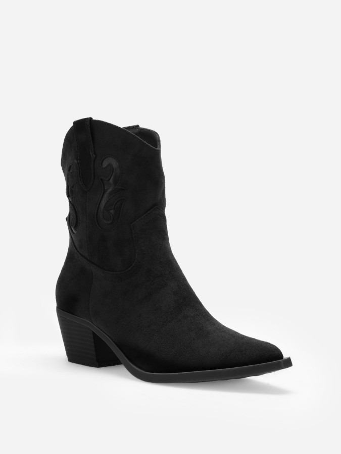 Santiags en suédine à motifs et surpiqûres