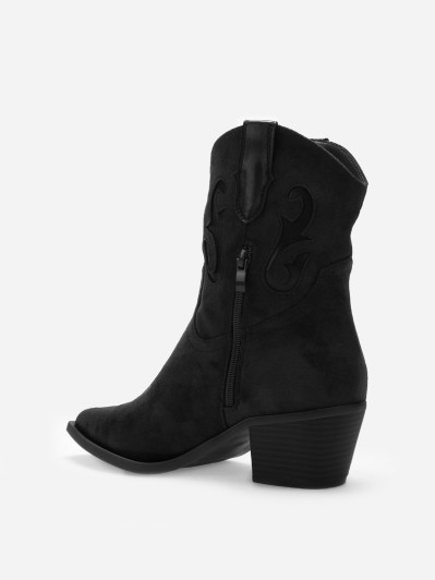 Santiags en suédine à motifs et surpiqûres