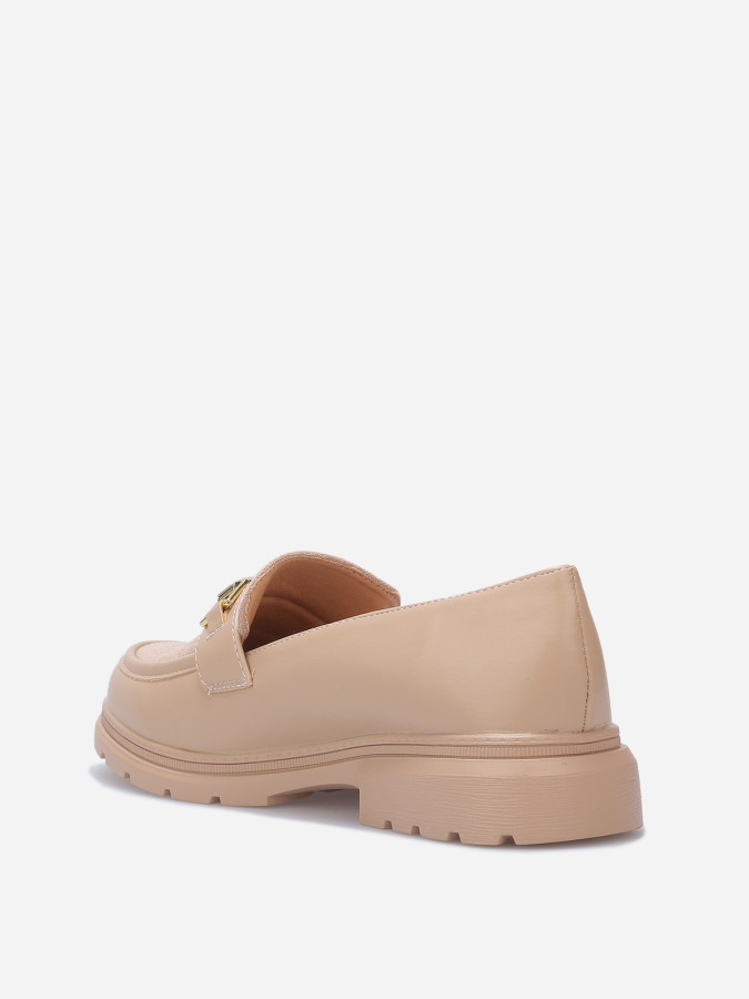 Mocassins bi-matières à boucle métallique