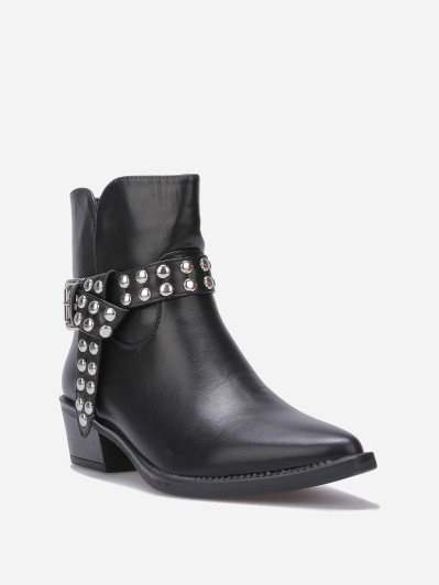 Bottines à bride cloutées et nouée