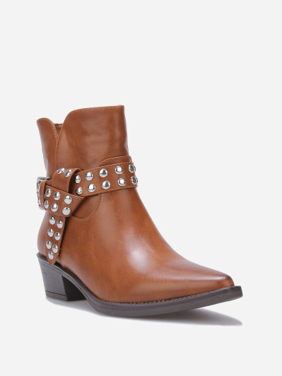 Bottines à bride cloutées et nouée