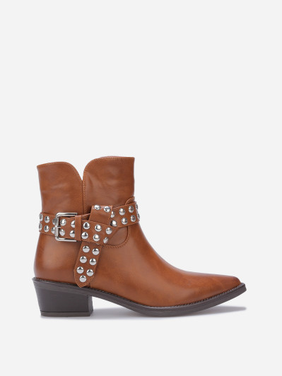 Bottines à bride cloutées et nouée
