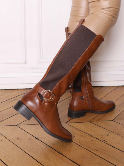 Bottes cavalières stretch à boucle