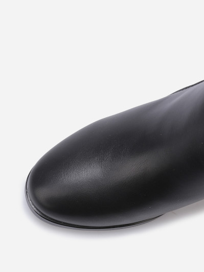 Bottines bi-matières à talon et boucle