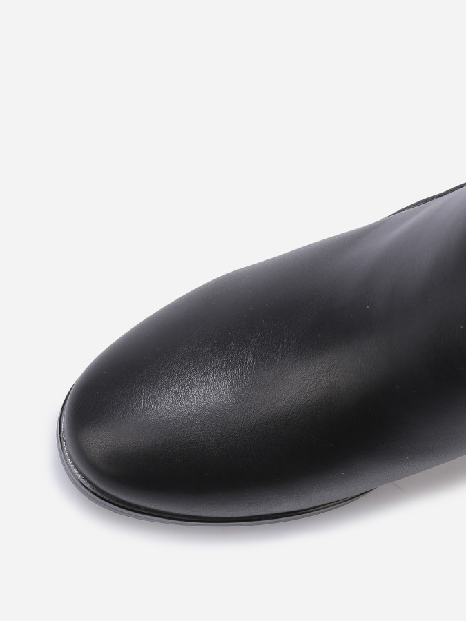 Bottines bi-matières à talon et boucle