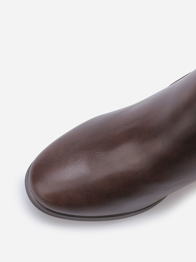 Bottines bi-matières à talon et boucle