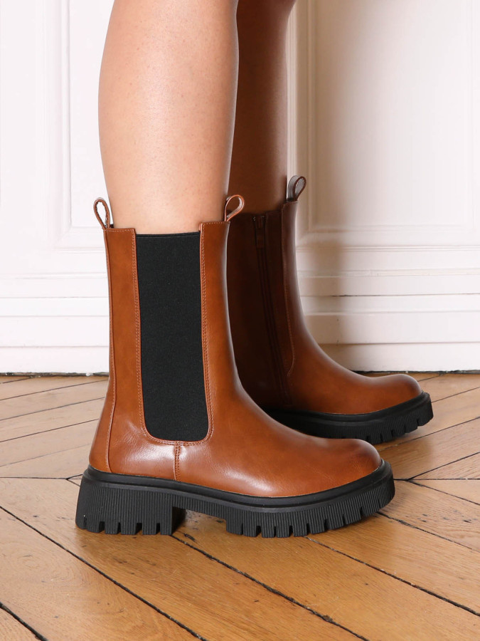 Chelsea hautes à semelle texturée