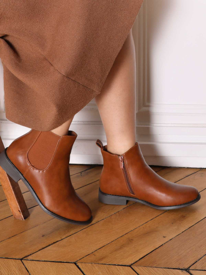 Bottines plates chelsea en simili