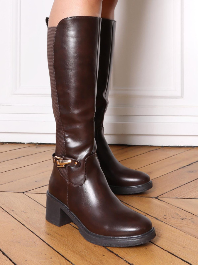 Bottes cavalières stretch à talon
