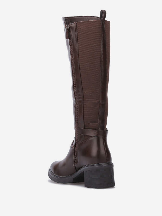 Bottes cavalières stretch à talon