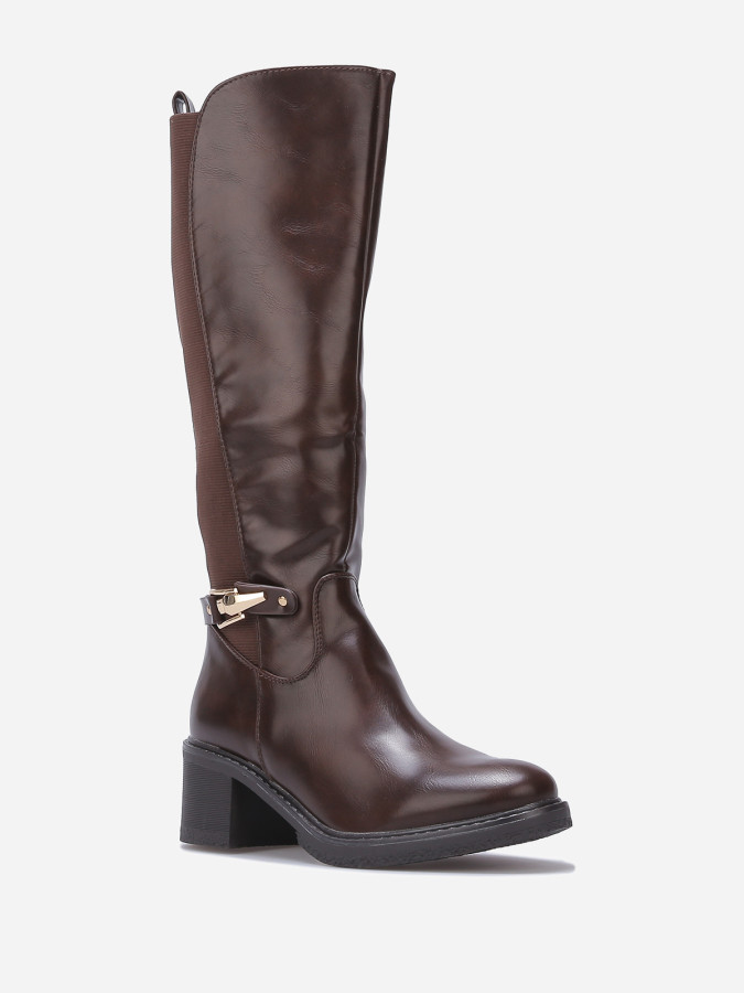 Bottes cavalières stretch à talon