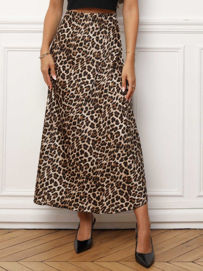 Jupe satinée à imprimé animal
