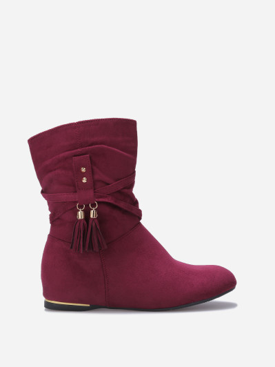 Bottines plissées et compensées à pampilles