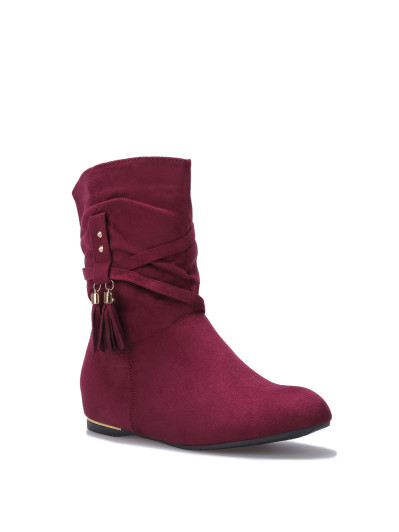 Bottines plissées et compensées à pampilles