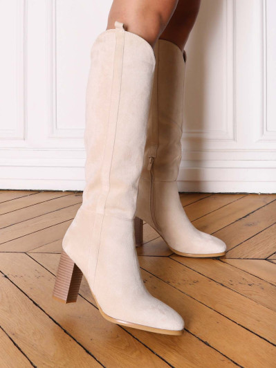 Bottes en suédine à talon