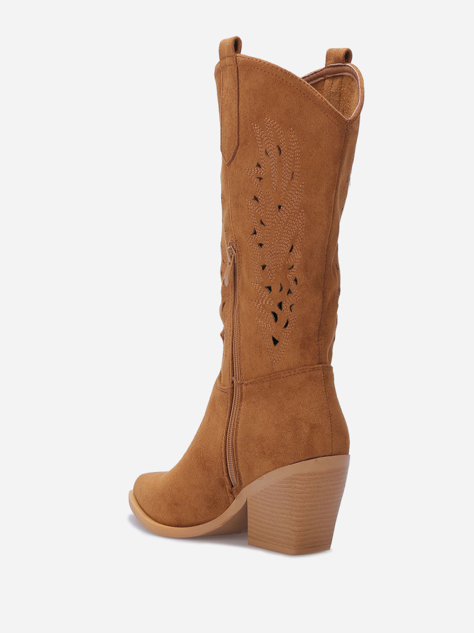 Santiags ajourées en suédine