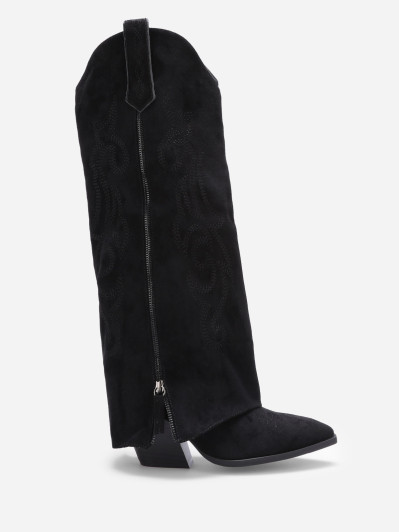 Santiags hautes à revers et surpiqûres