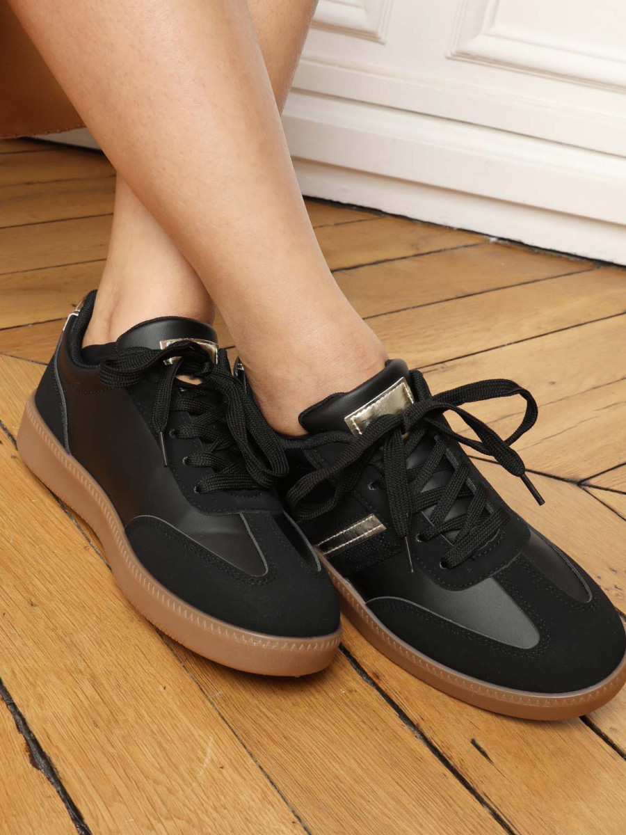 Baskets basses multi-matières