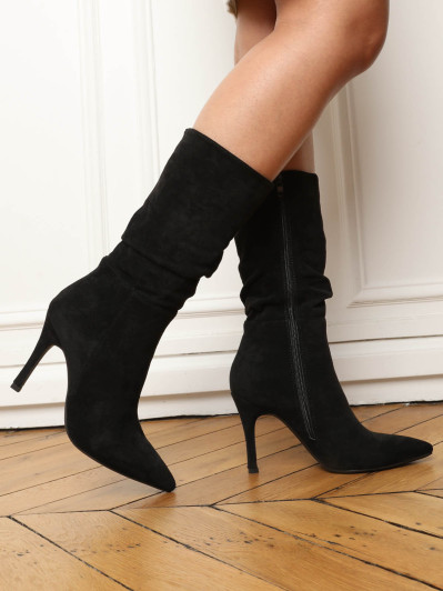 Bottes froncées en suédine