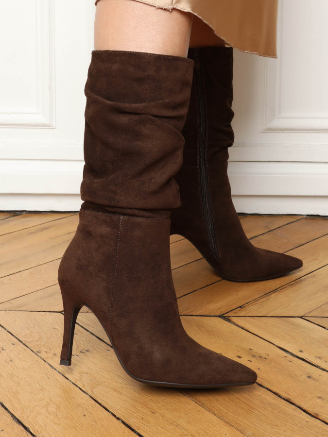 Bottes froncées en suédine