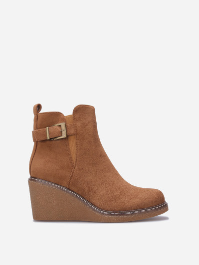 Bottines compensées en suédine