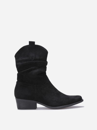 Bottines santiags froncées en suédine