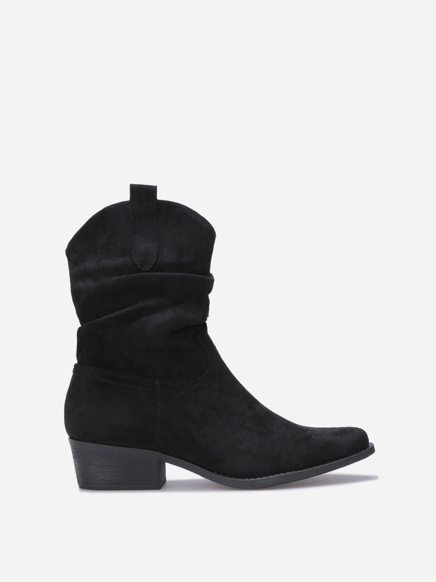 Bottines santiags froncées en suédine