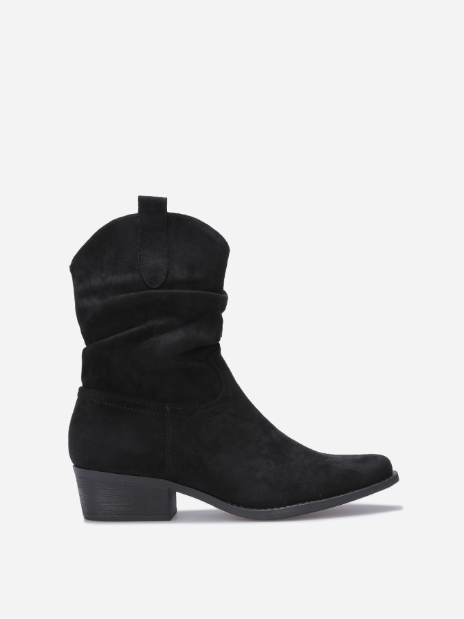 Bottines santiags froncées en suédine