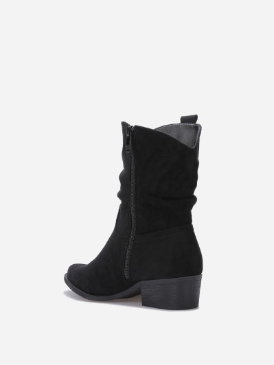 Bottines santiags froncées en suédine