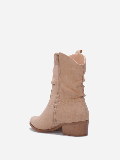 Bottines santiags froncées en suédine