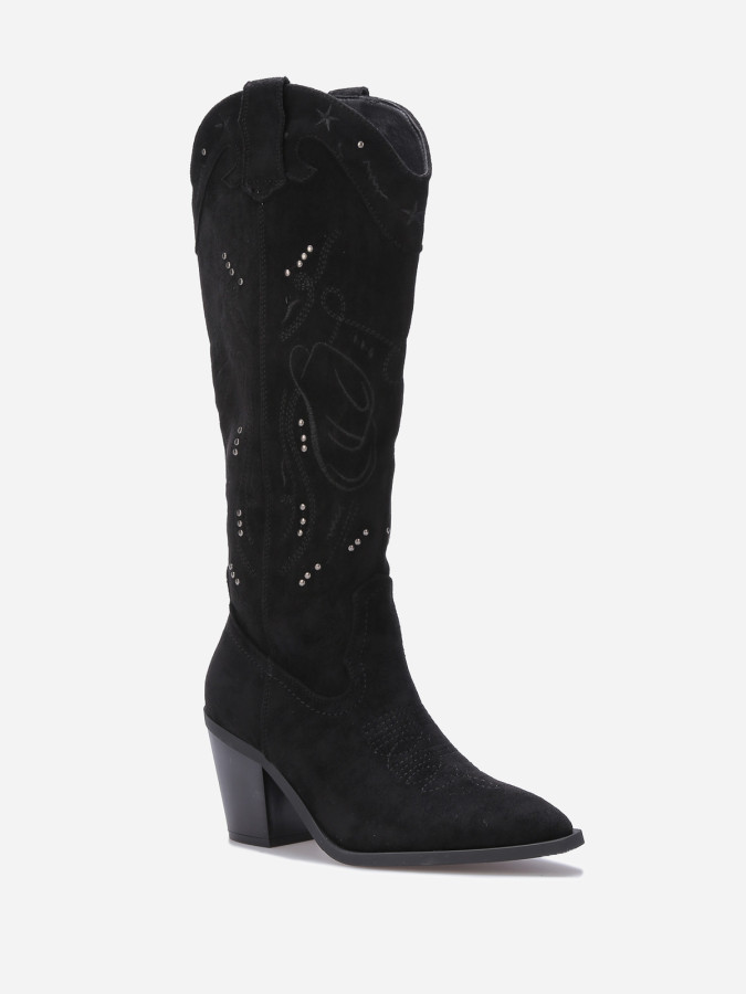 Santiags en suédine à clous