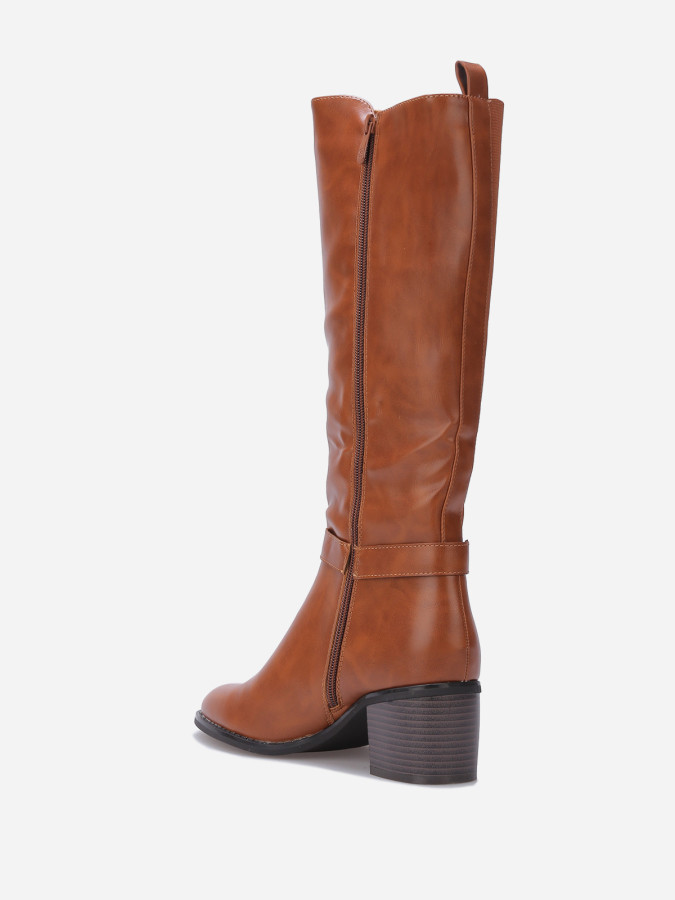 Bottes cavalière à talon et bride métallique