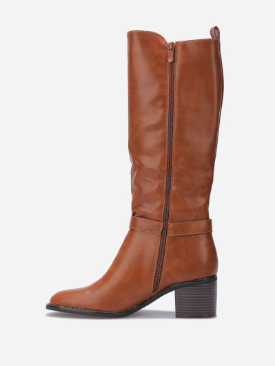 Bottes cavalière à talon et bride métallique