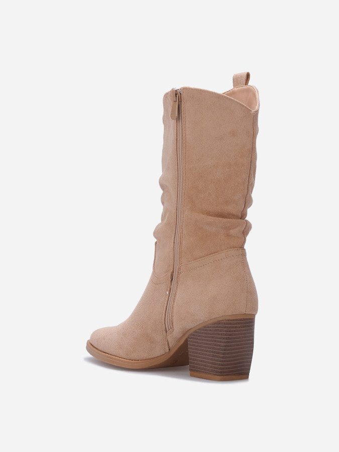 Santiags en suédine froncées