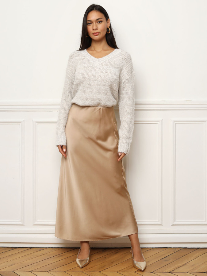 Jupe satinée longue et droite