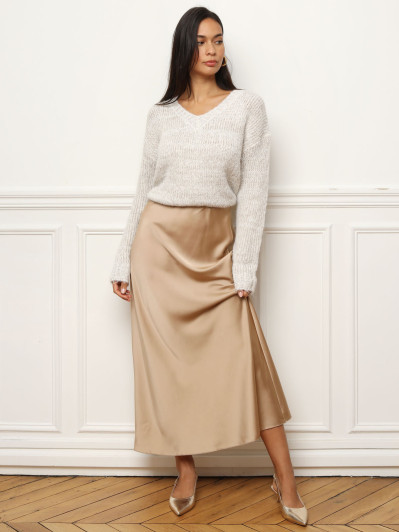 Jupe satinée longue et droite