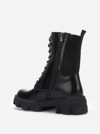 Bottines rangers en maille et simili