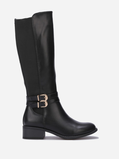 Bottes cavalières stretch à boucles