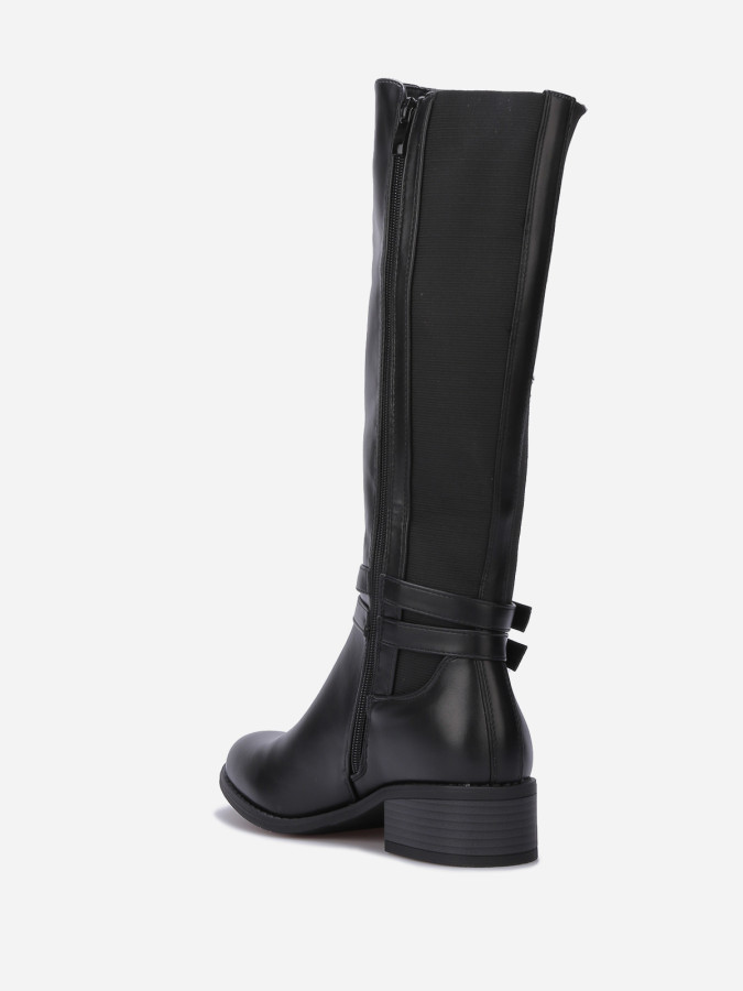 Bottes cavalières stretch à boucles