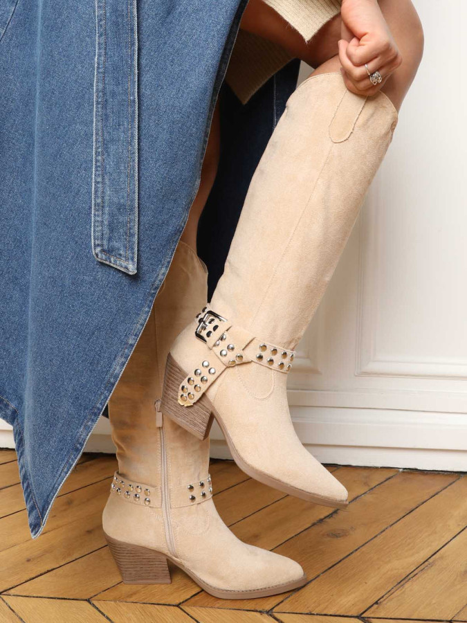 Santiags à bride nouée et cloutée