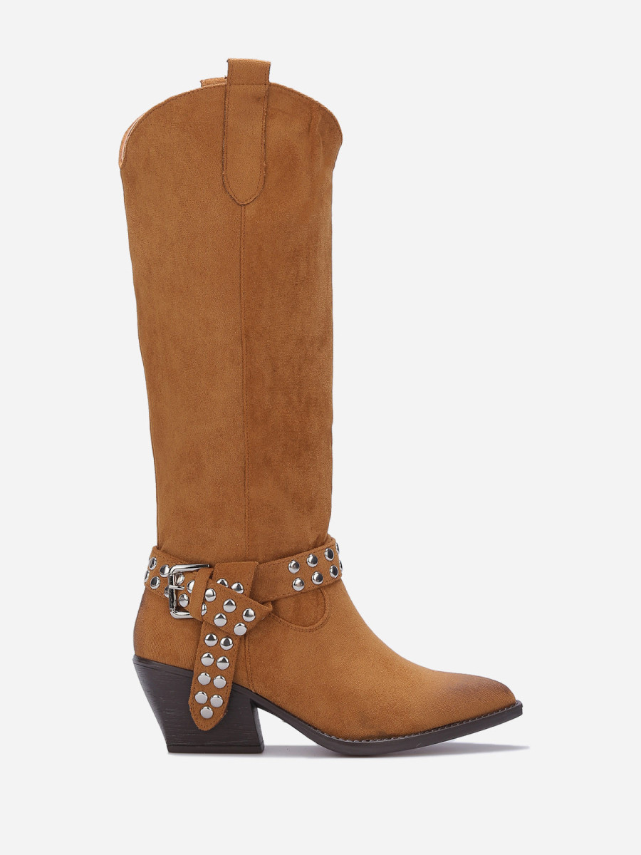 Santiags à bride nouée et cloutée