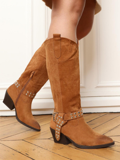 Santiags à bride nouée et cloutée