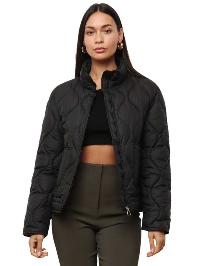 Doudoune zippée noire à poches