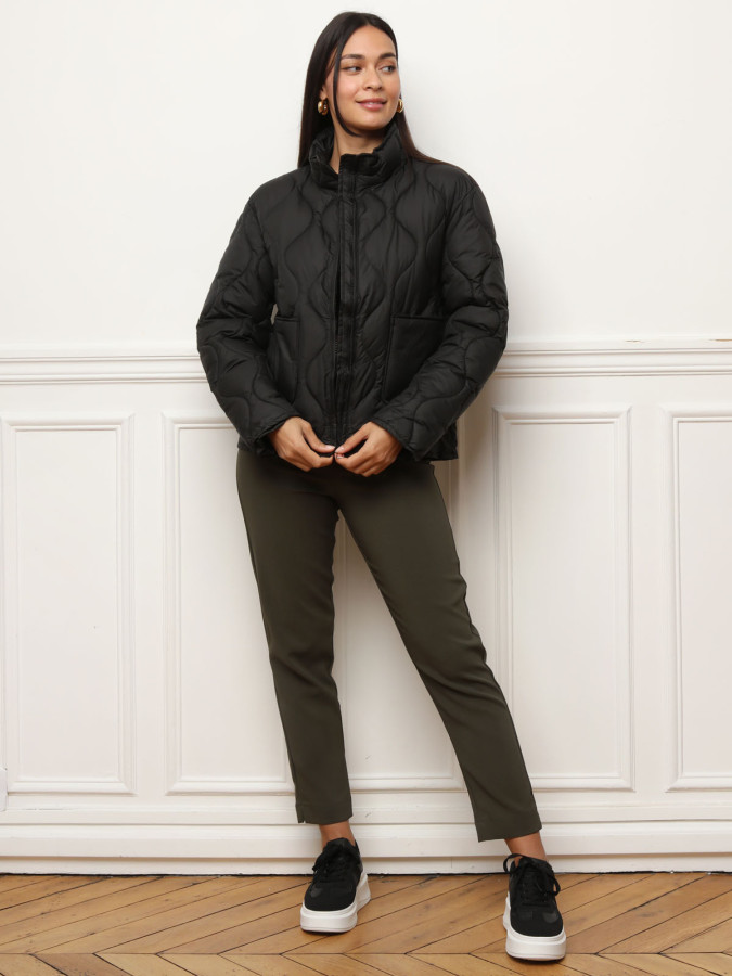 Doudoune zippée noire à poches
