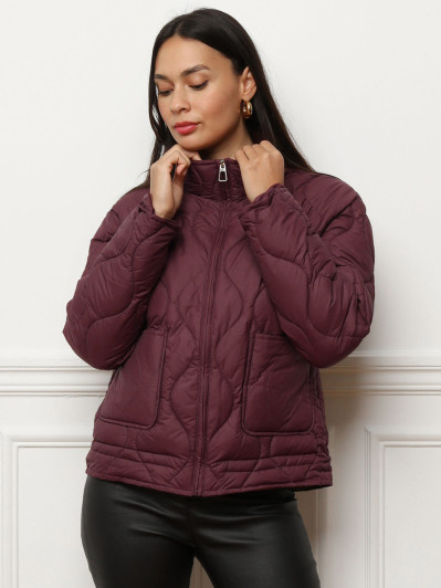 Doudoune zippée bordeaux à poches