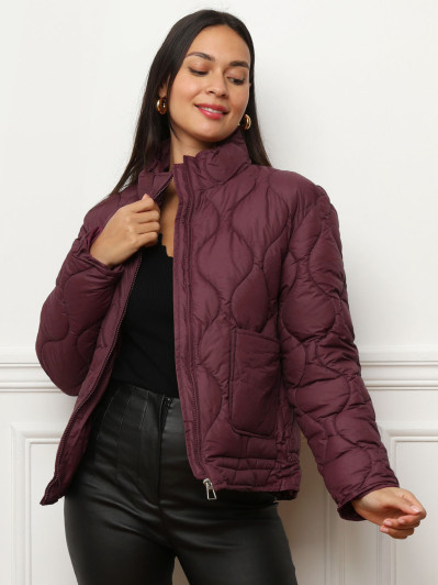 Doudoune zippée bordeaux à poches