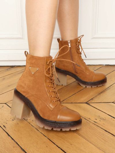 Rangers bi-matières à talon