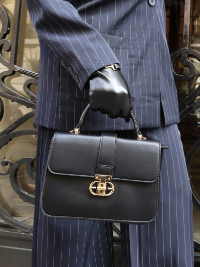 Sac cartable à fermoir doré